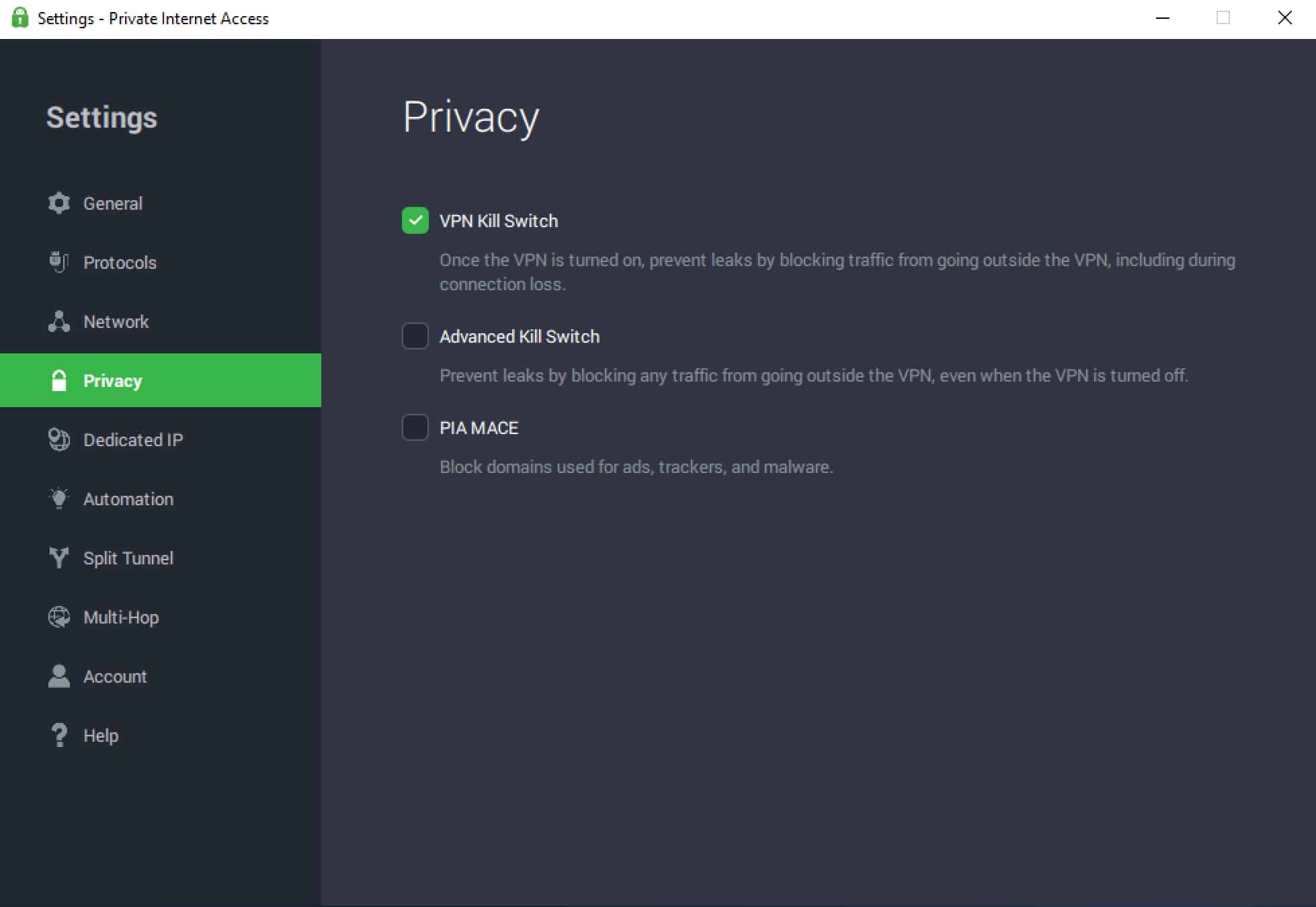 PIA - App - Kill Switch