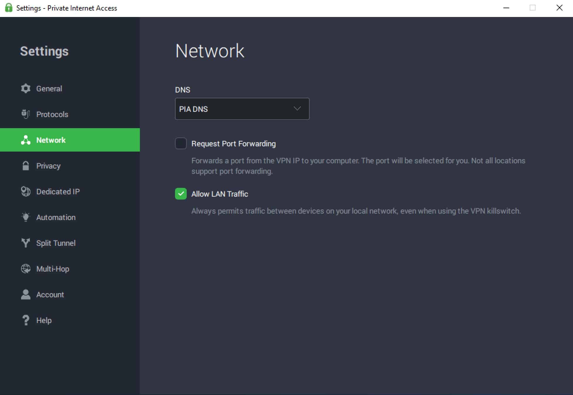 PIA - App - Port Forwarding