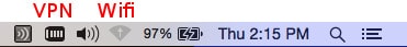 VPN and Wifi icons showing connection and sharing