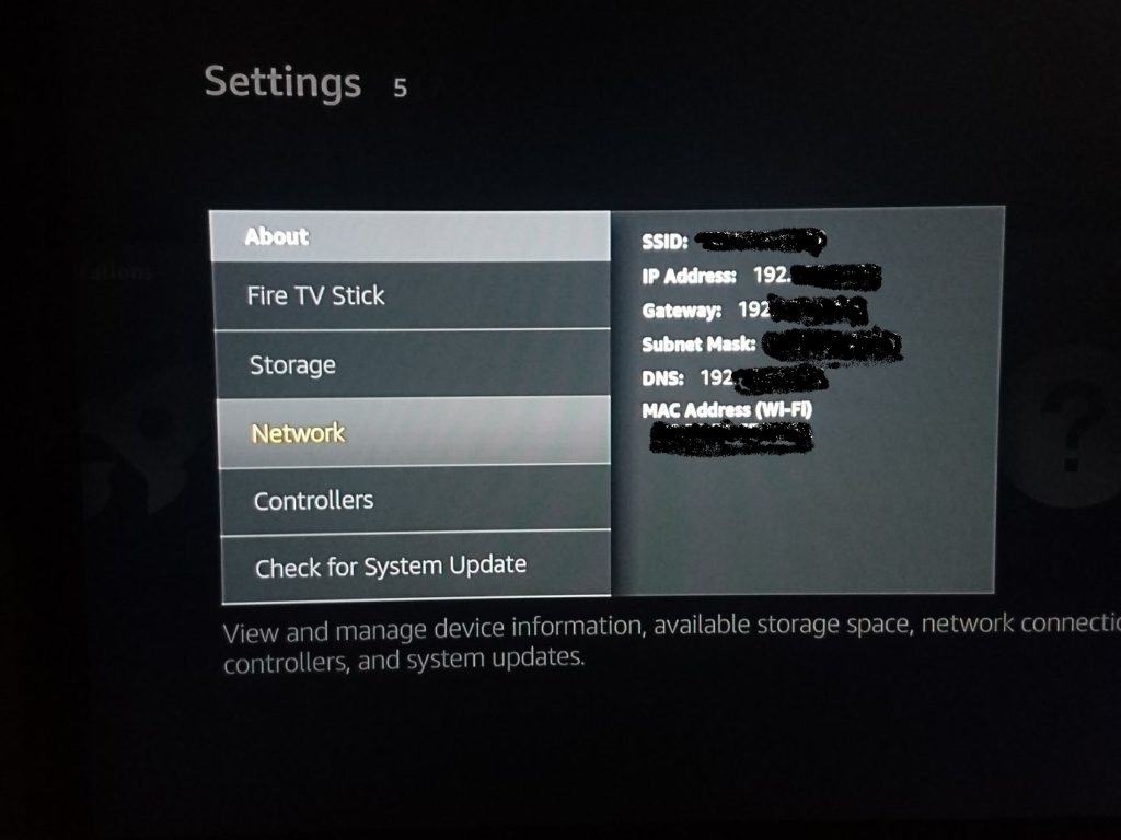 Fire Stick IP address