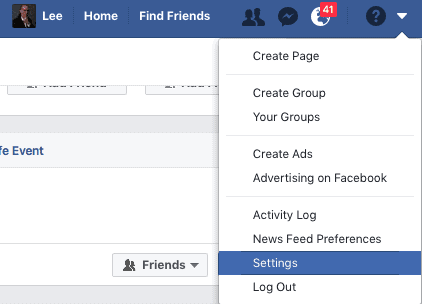 facebook settings