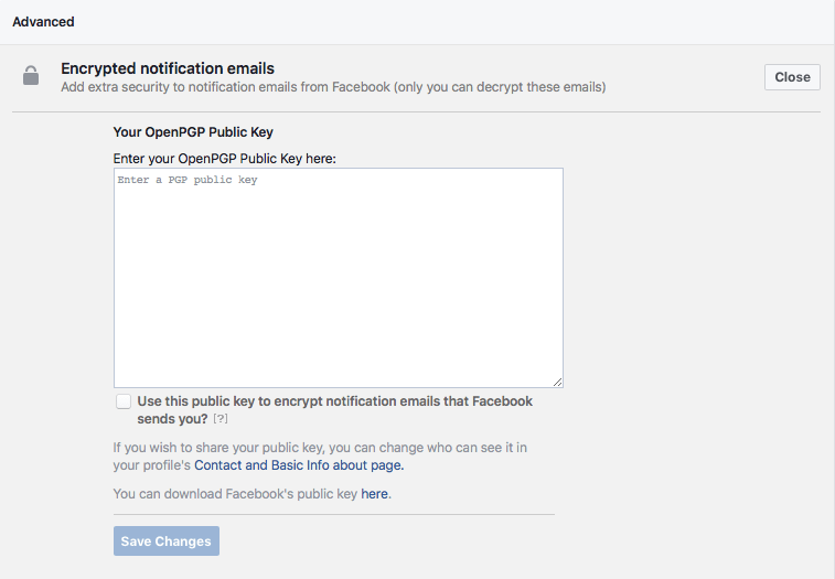 facebook email encryption