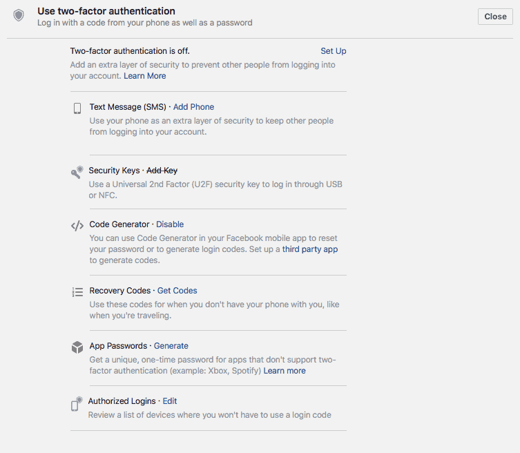 facebook 2fa