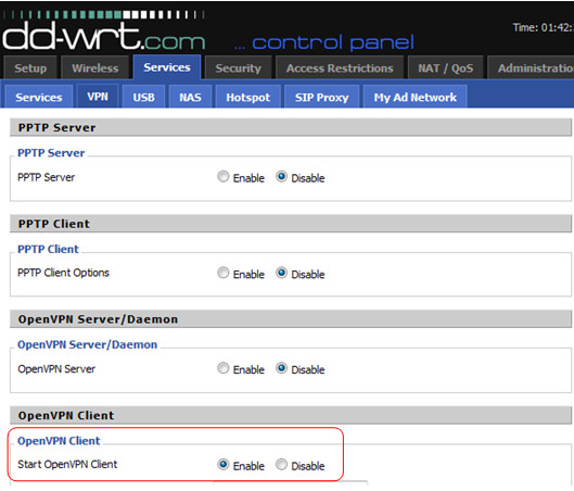 Configuración de OpenVPN en DD-WRT