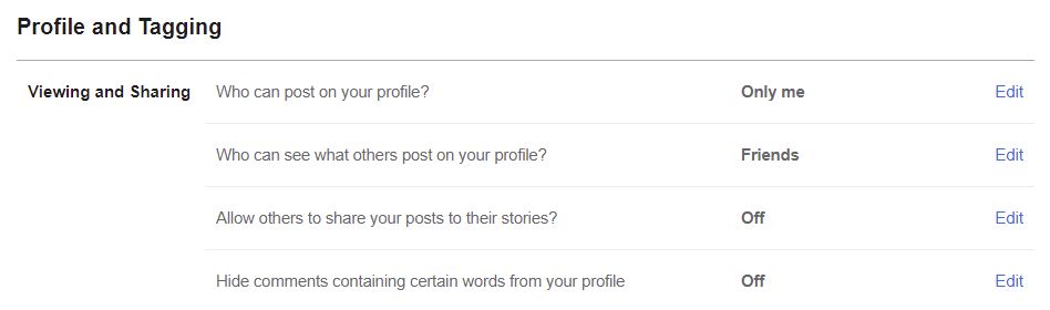 The Profile and Tagging page.