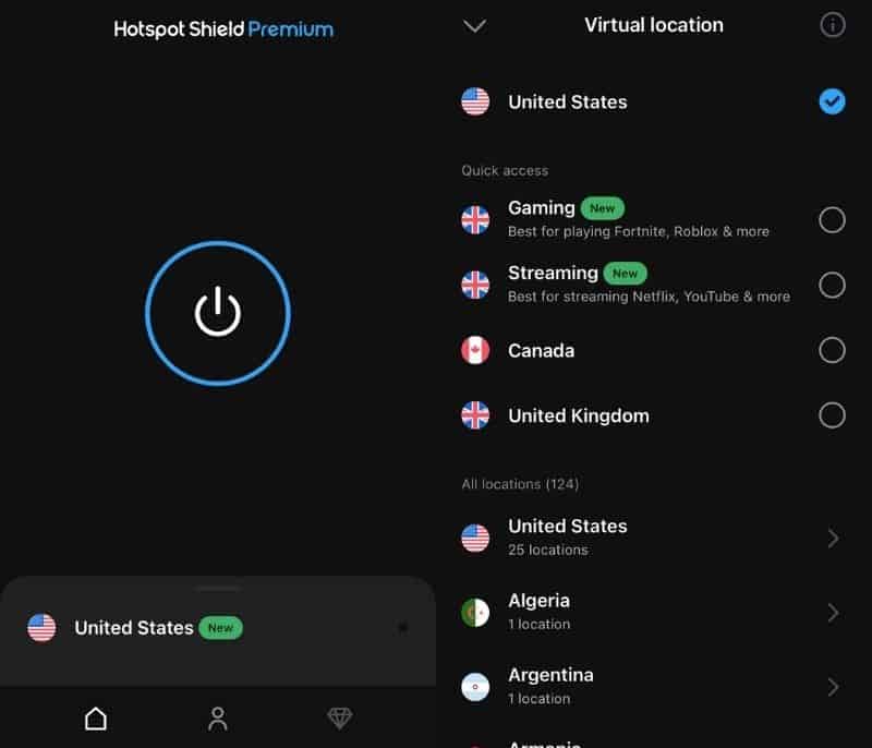 interfaccia dell'app per dispositivi mobili di HSS.