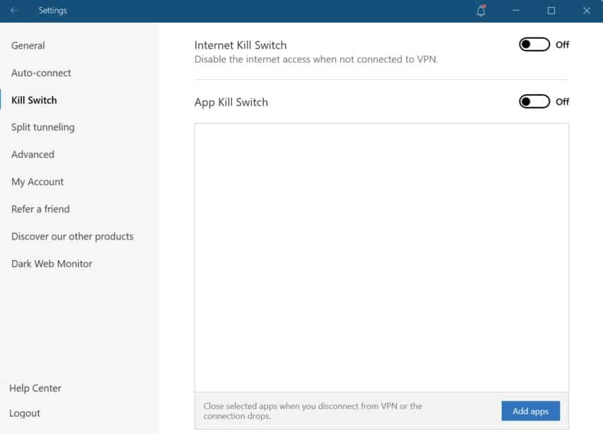 Kill-switch di NordVPN