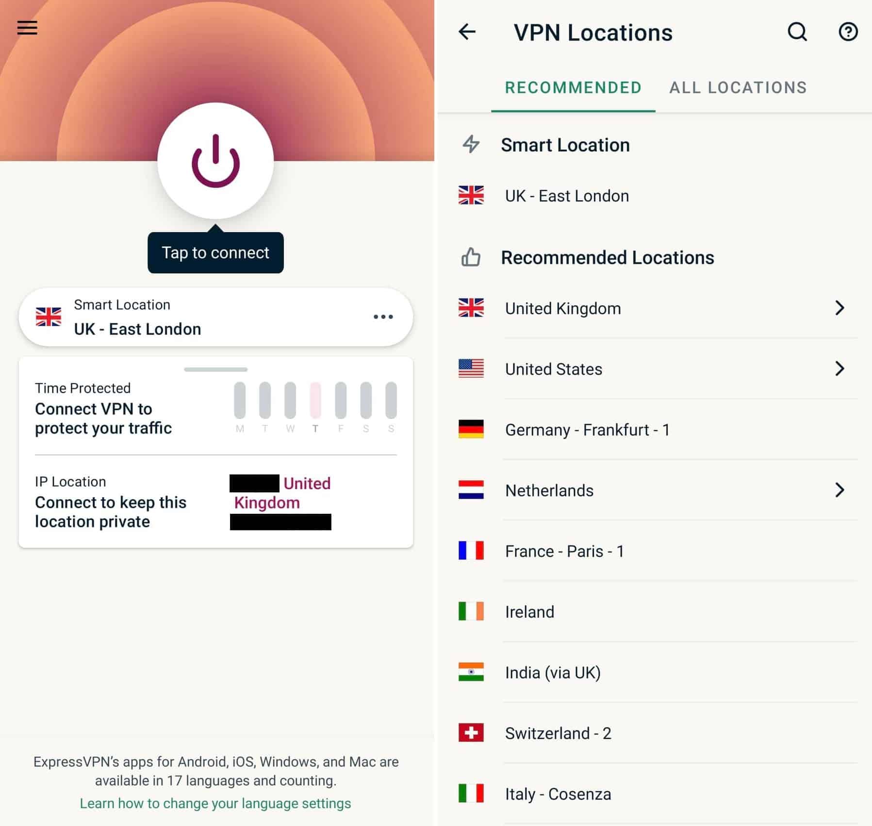 Capture appli Android ExpressVPN