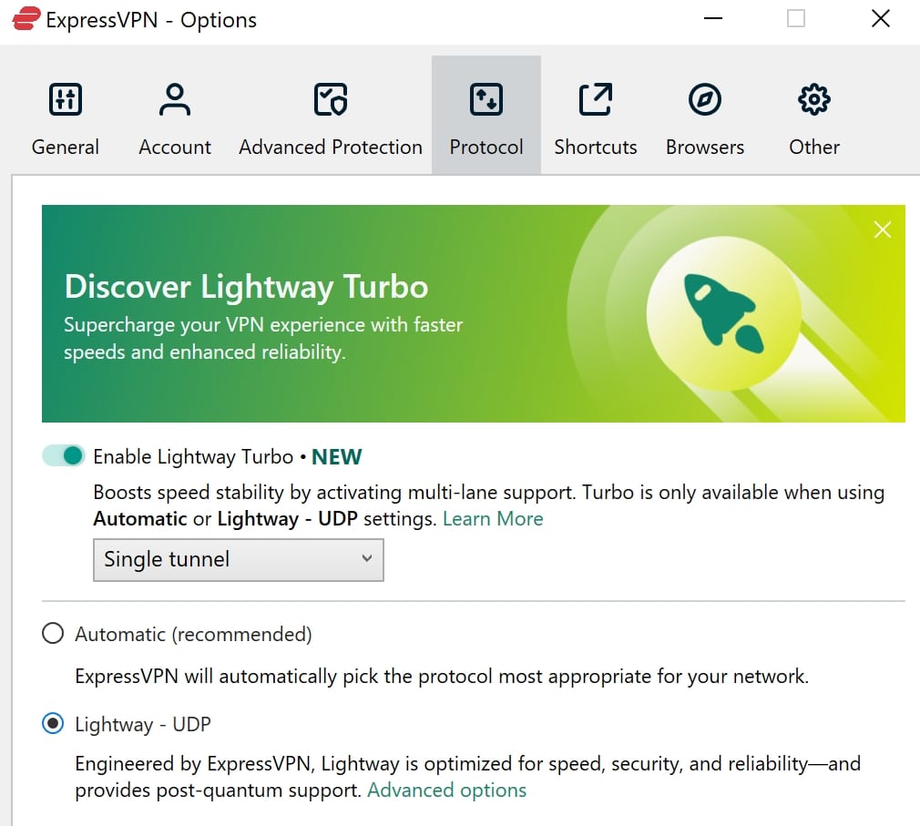 expressvpn lightway turbo