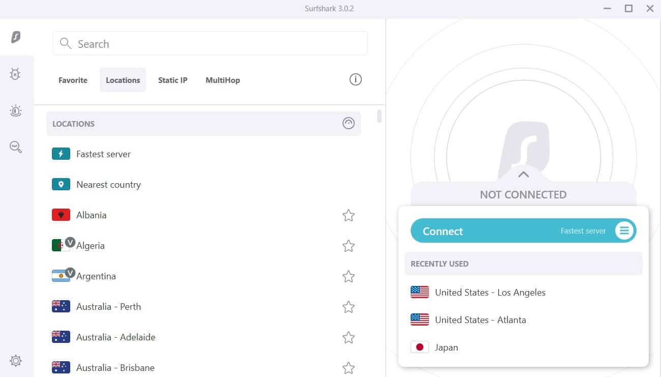 Serverlists from Surfshark