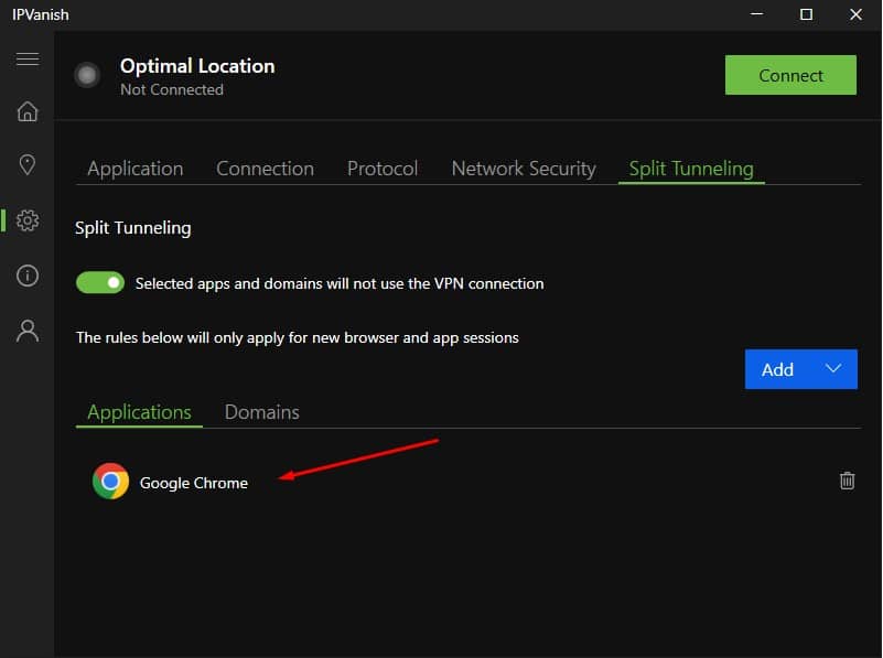 IPVanish split tunneling features