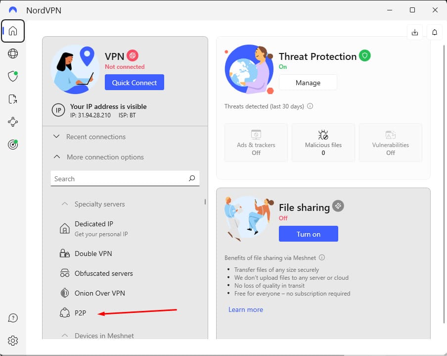 Die P2P-optimierten Server von NordVPN
