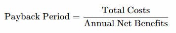 Payback Period formula