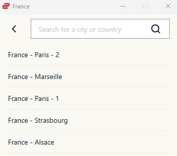 ExpressVPN's servers in France.