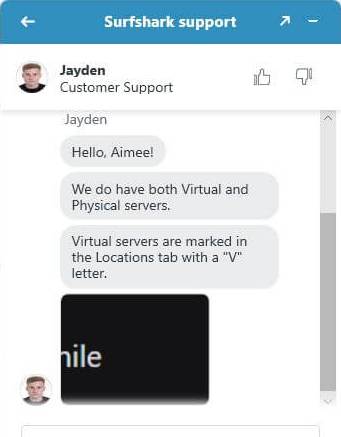 Live Chat Support from Surfshark