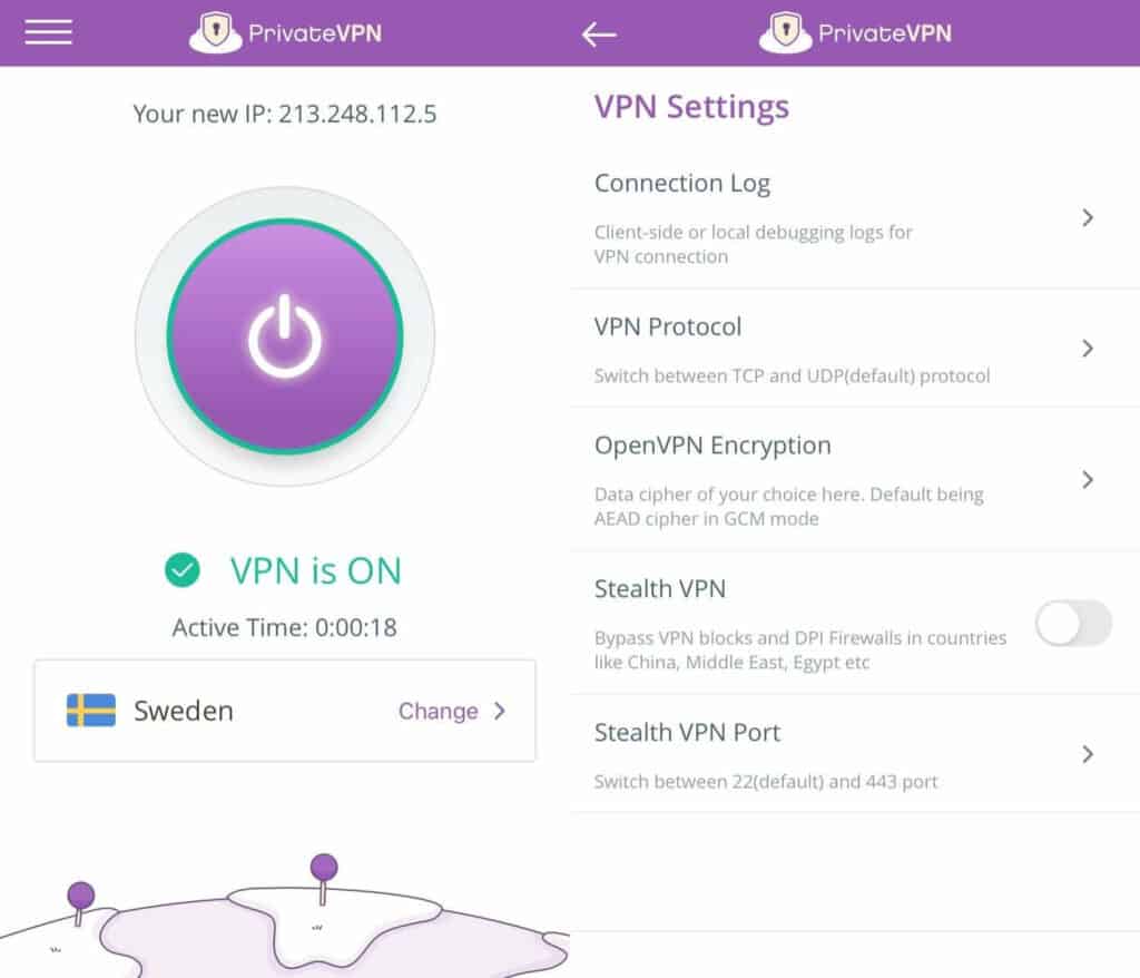 Die mobile App von PrivateVPN