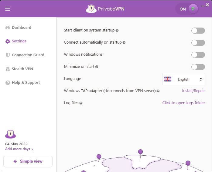 PrivateVPN-Einstellungen