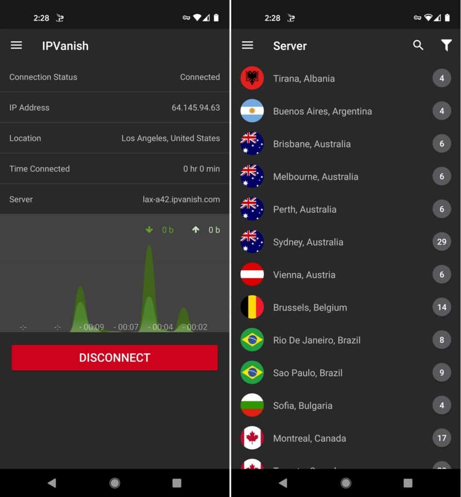 IPvanishモバイルAndroid