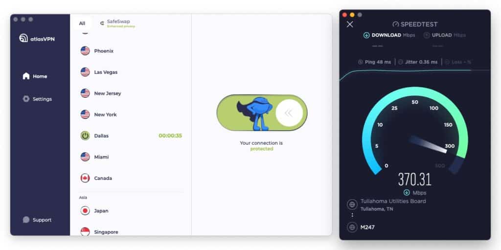Prueba de velocidad de Atlas VPN