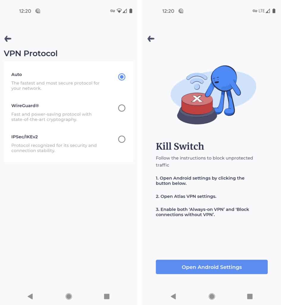 atlas vpn android ajustes