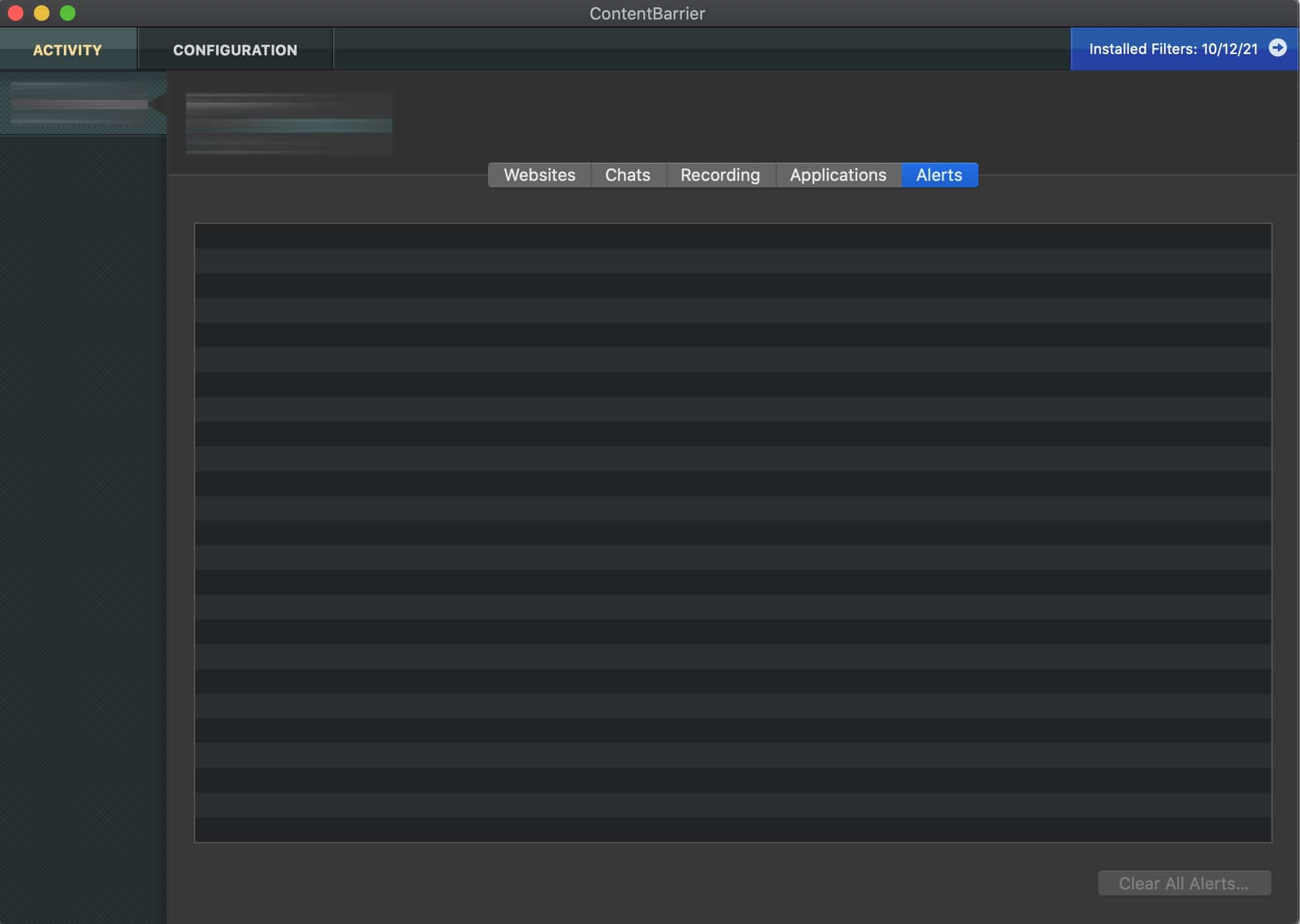 Intego - Content Barrier - Activity