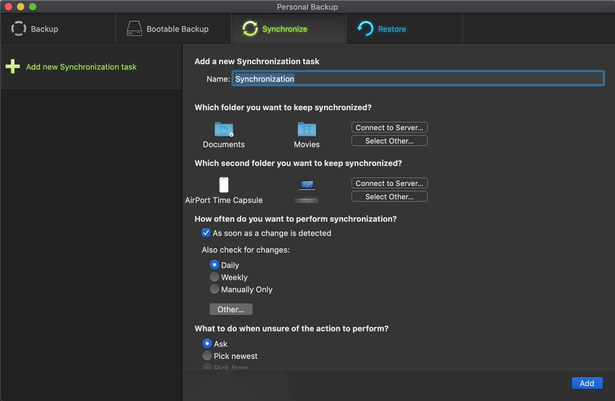 Intego - Personal Backup - Synchronize