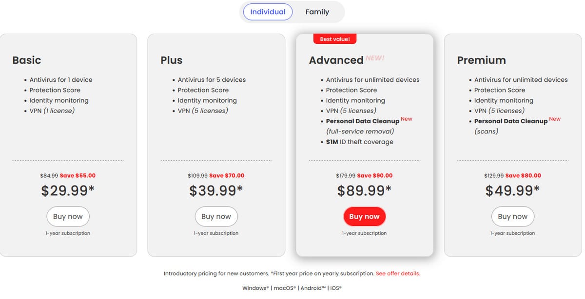 McAfee Pricing May 2022