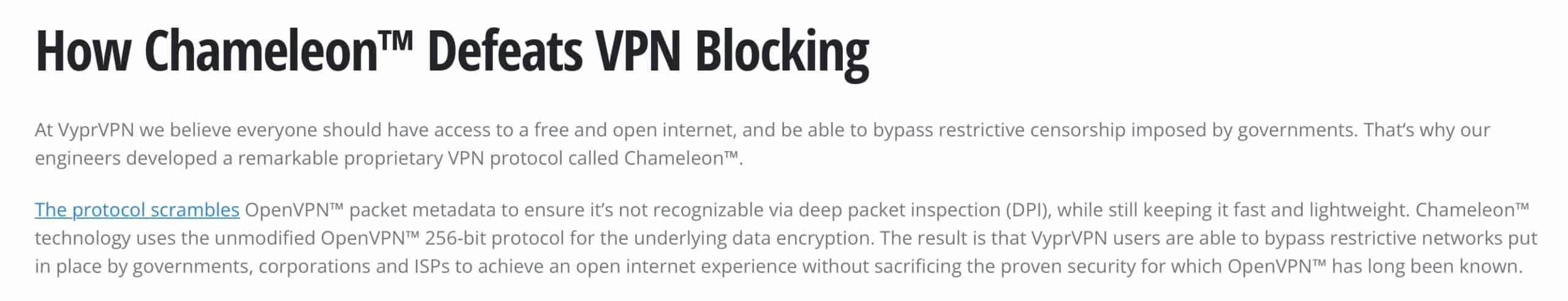 crittografia Chameleon di VyprVPN