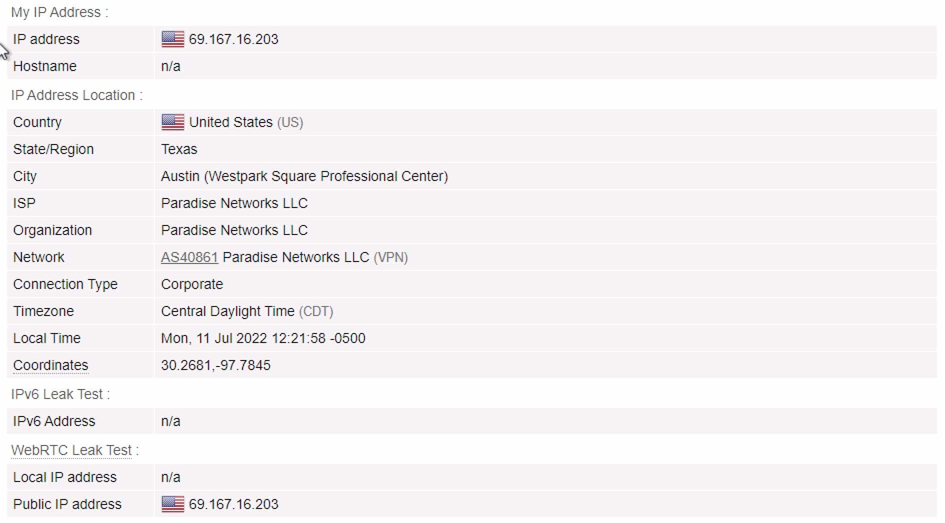 VyprVPN - Test IP: con VPN