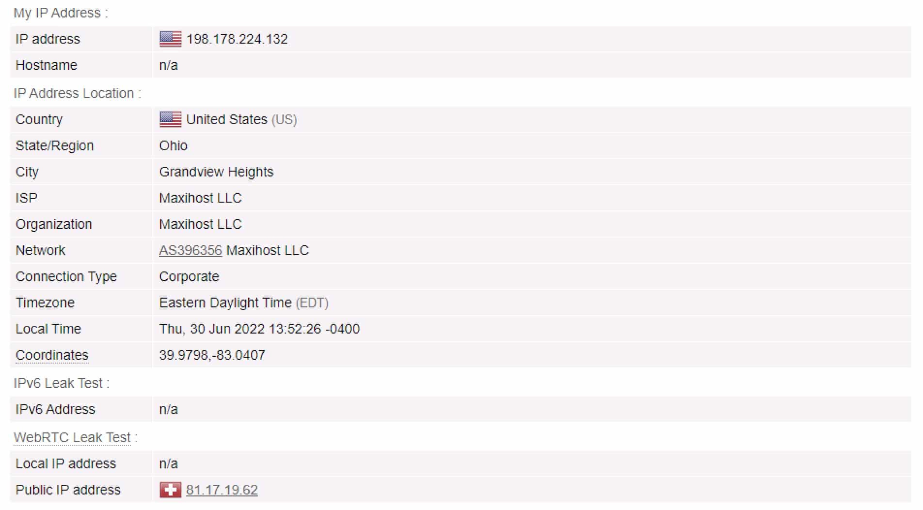 HSS - Test IP: con VPN