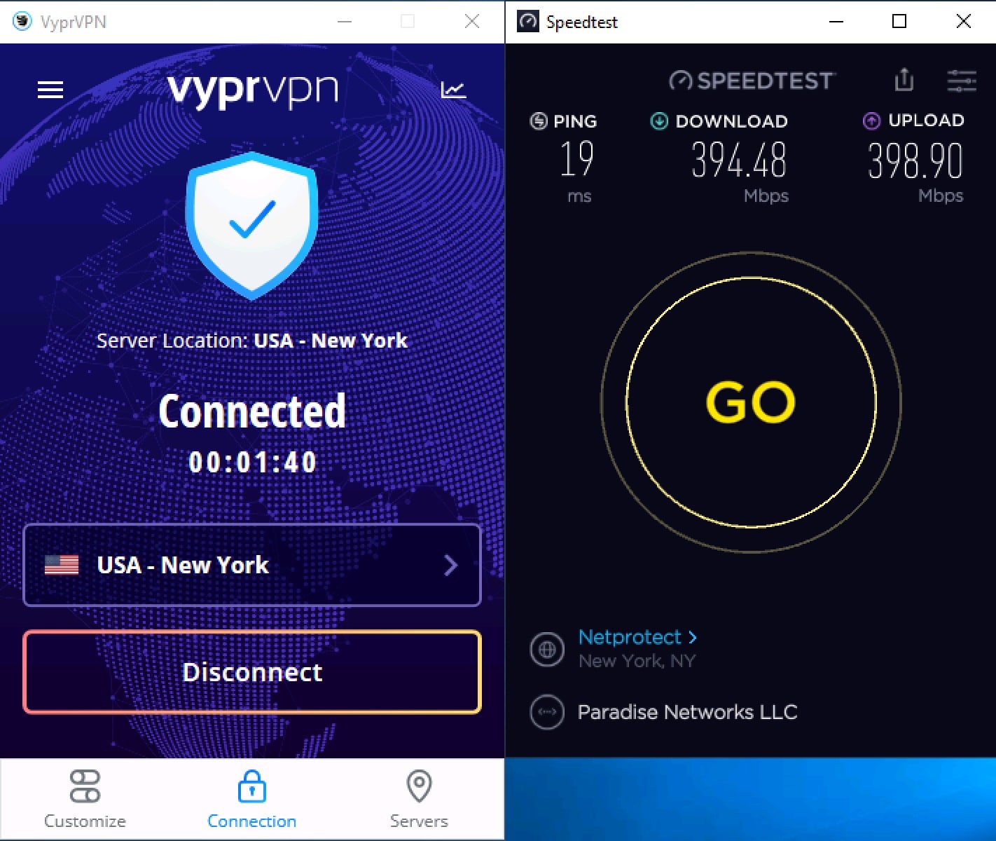 VyprVPN - 속도 테스트