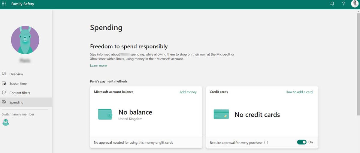 spending control windows 10