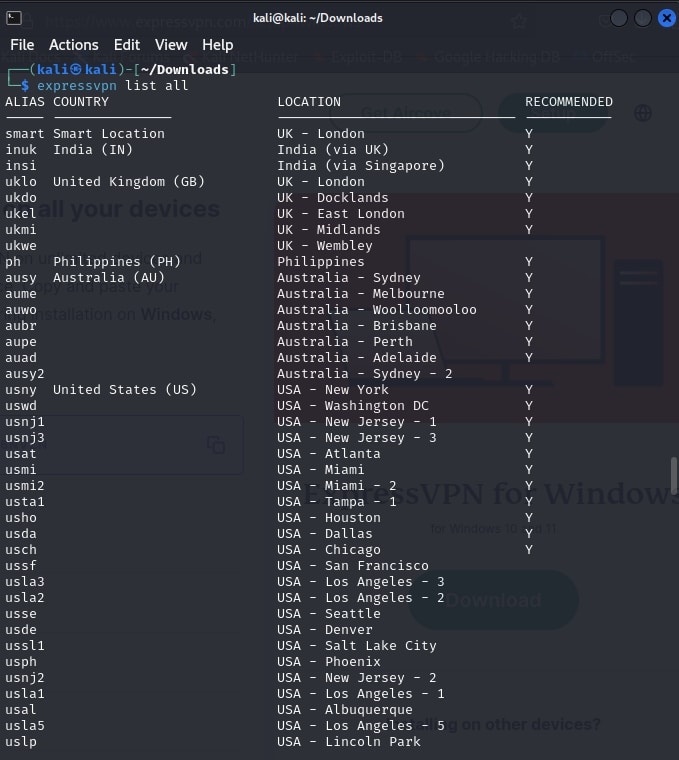ExpressVPN servers.