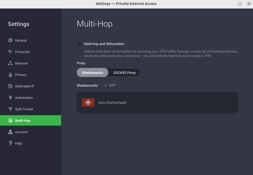 PIA multi-hop connections.