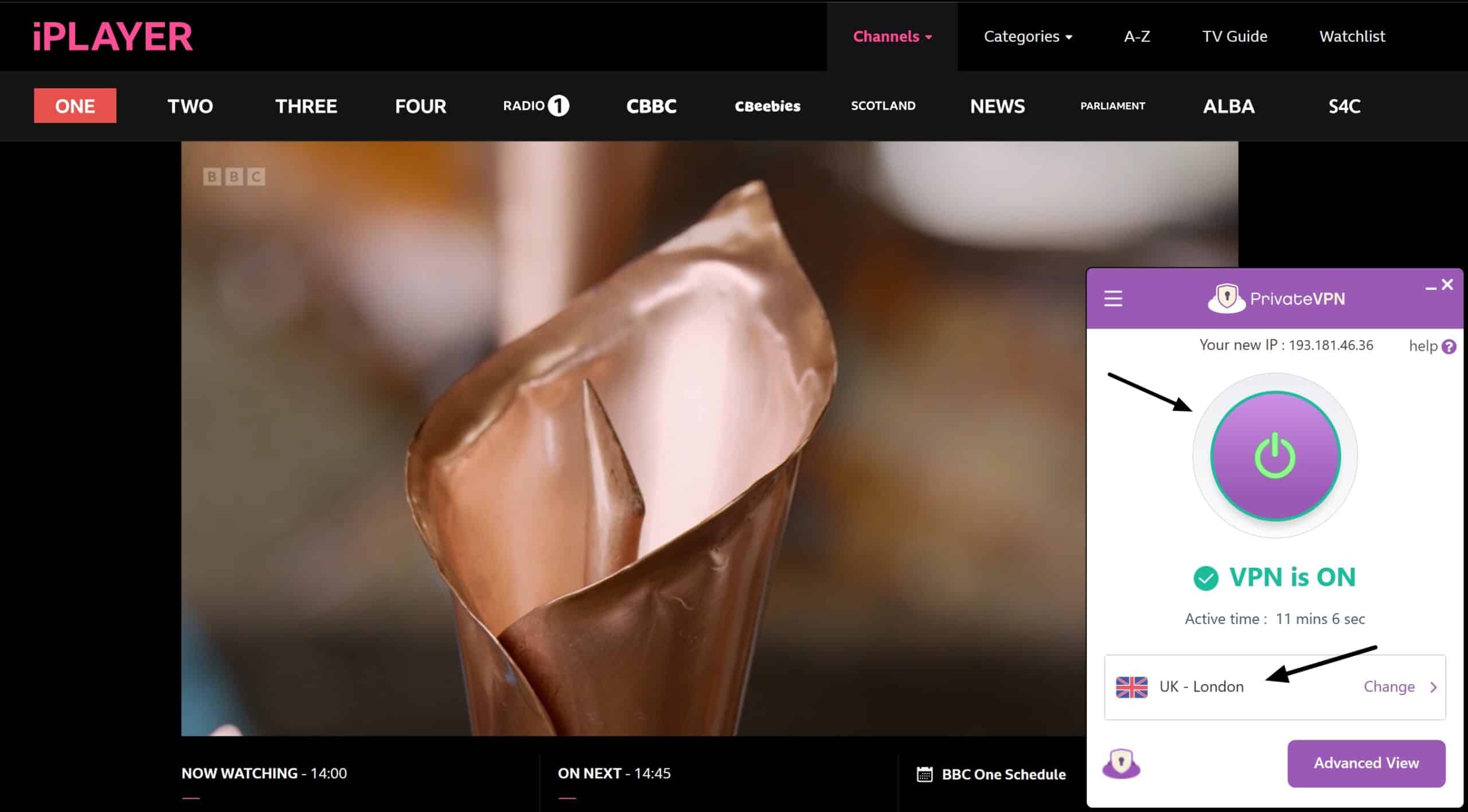 PrivateVPN with BBC iPlayer