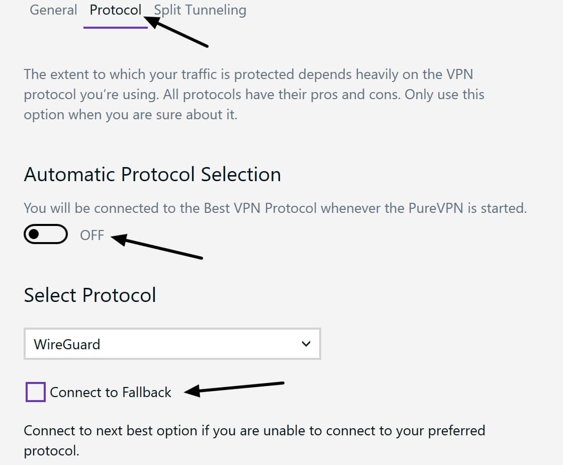 PureVPN protocols