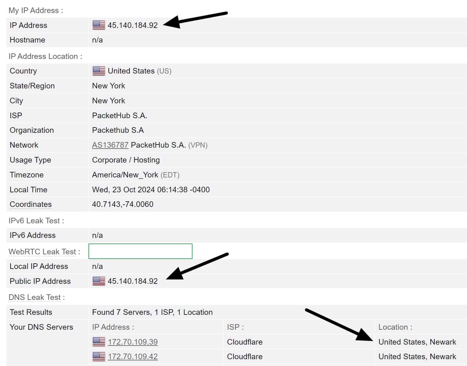 nordvpn leak test