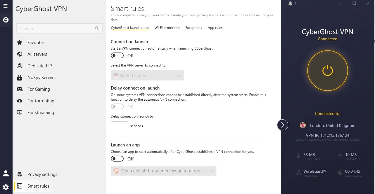 CyberGhost's Smart Rules.