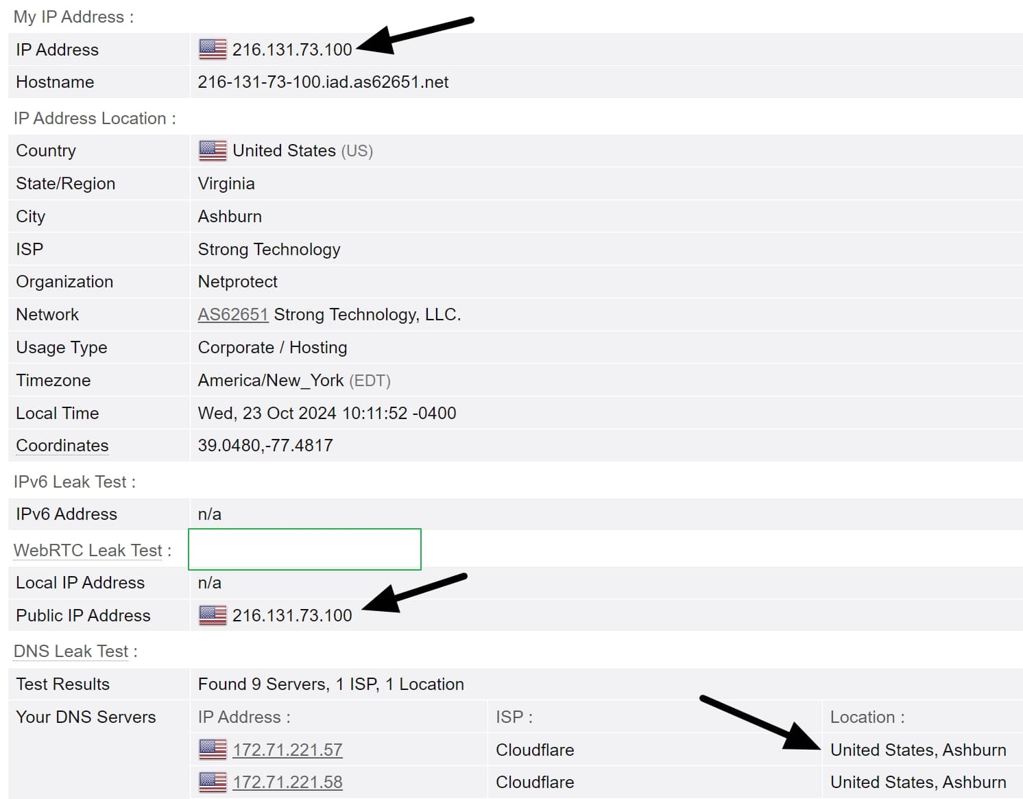 VPN leak test