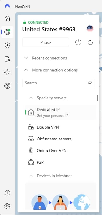 Die Spezialserver von NordVPN.