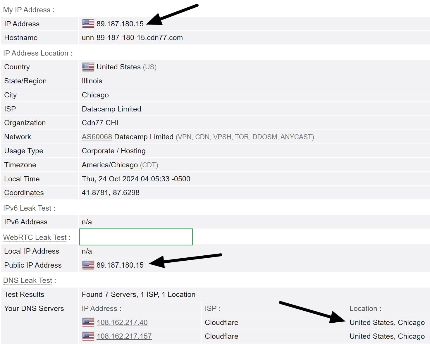 Proton VPN leak test