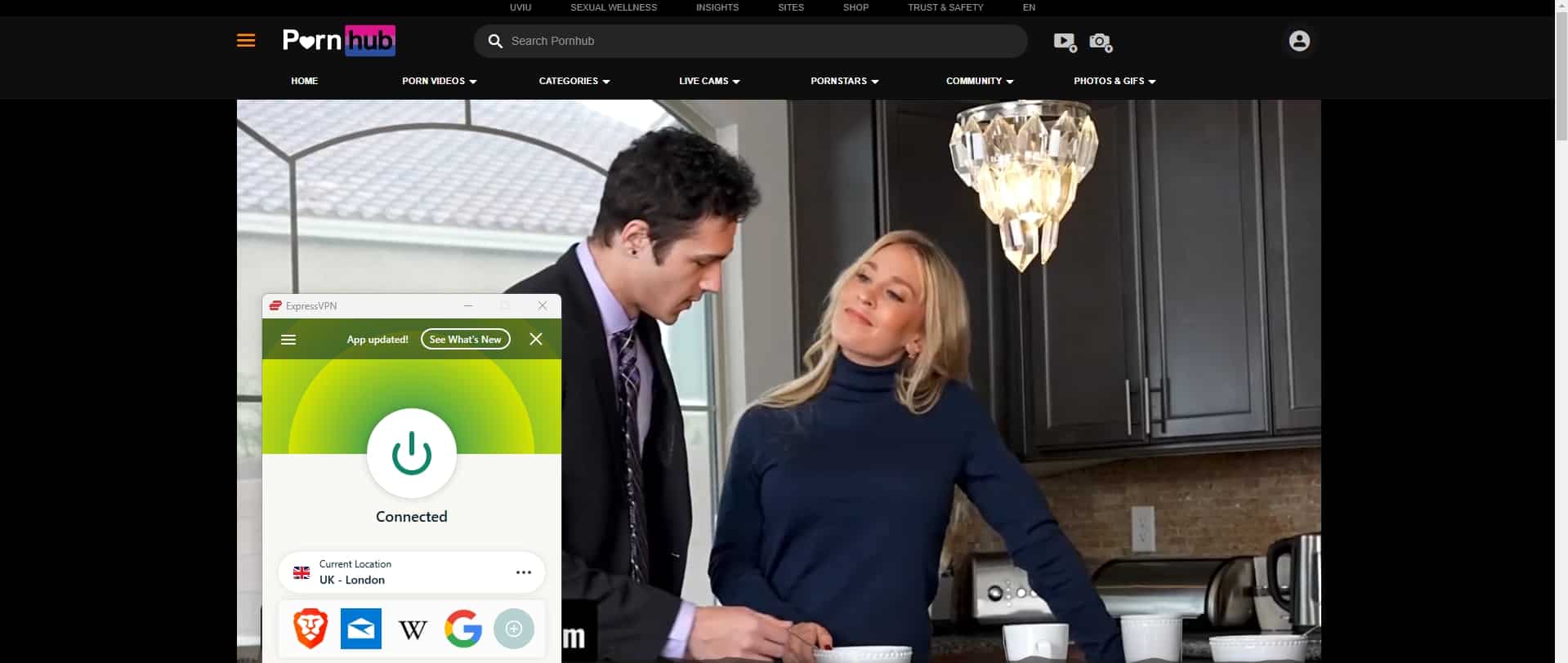 Streaming Pornhub con ExpressVPN attivo