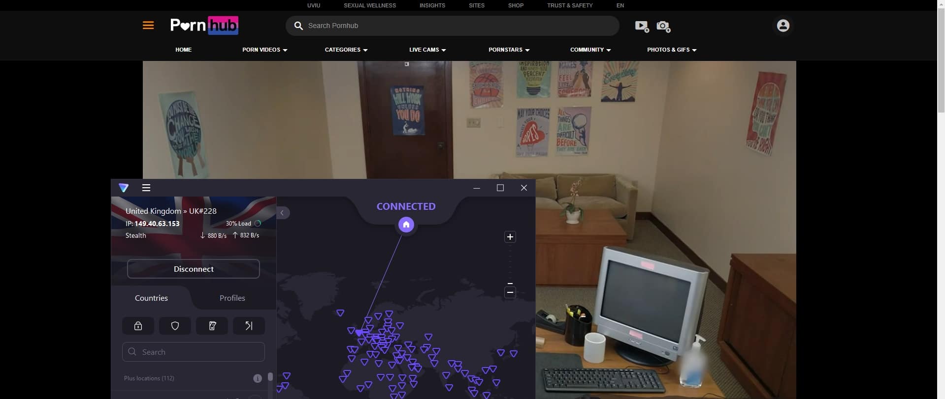 Streaming Pornhub con ProtonVPN attivo