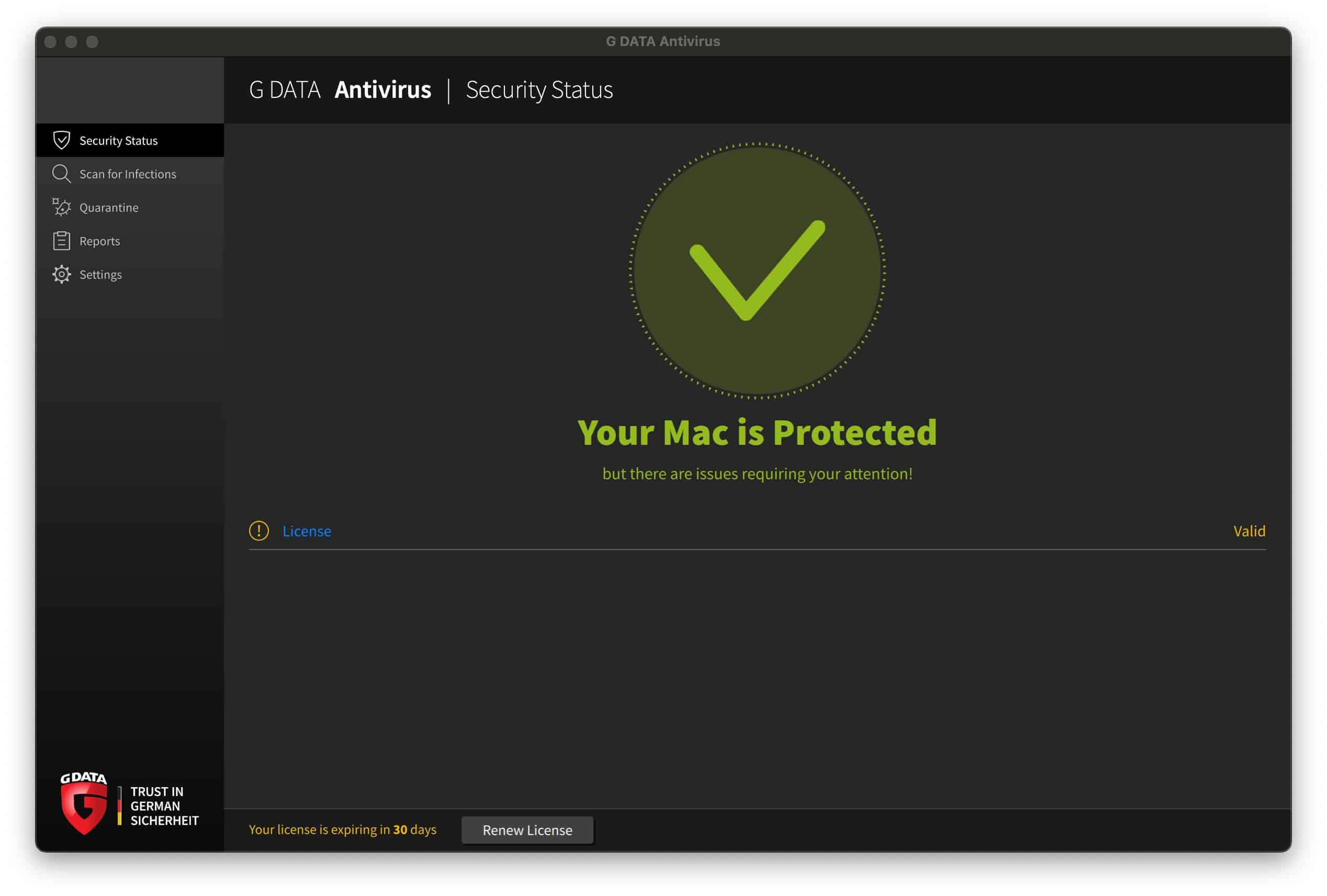 GData - Security Status Menu