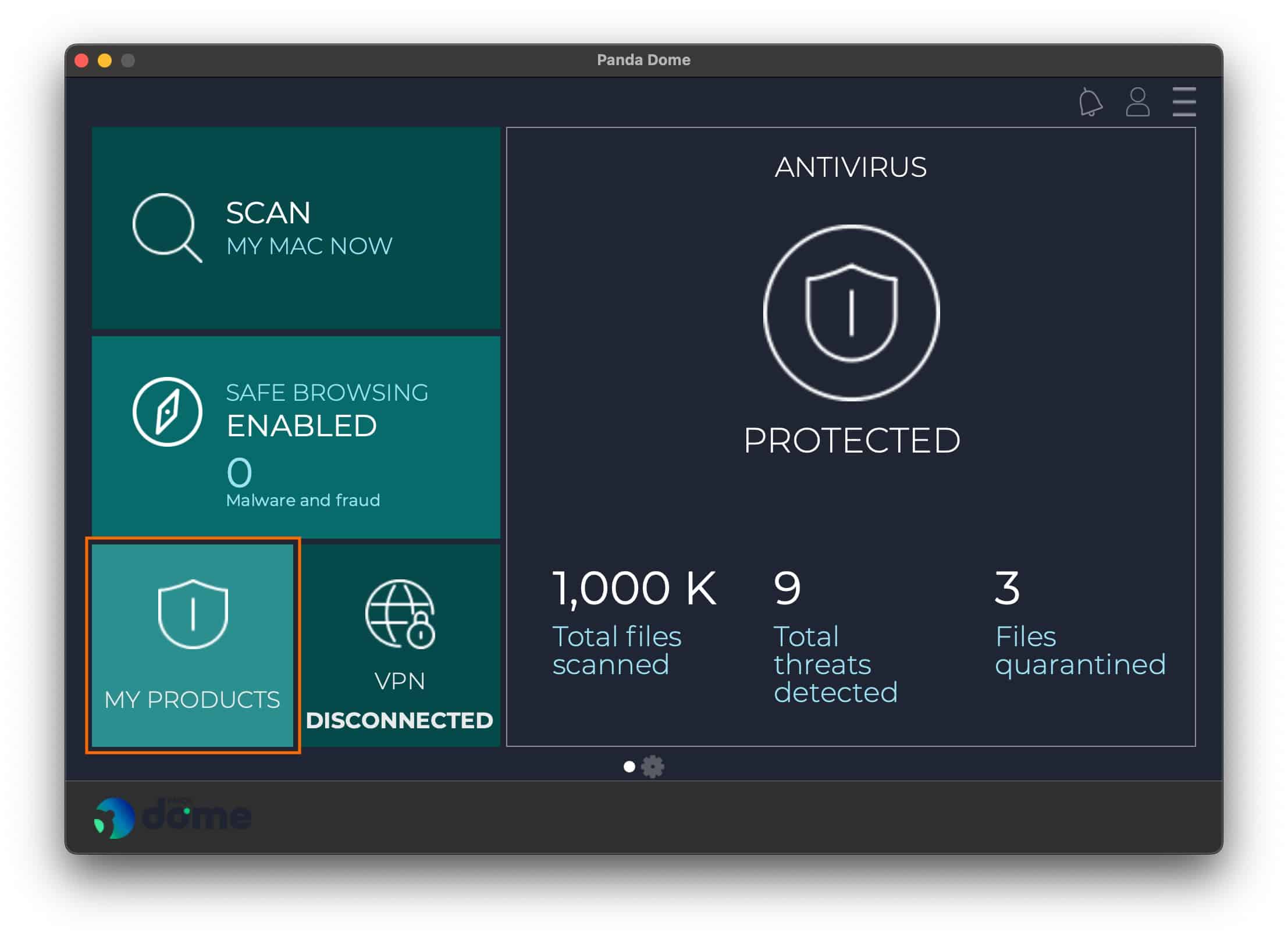 Panda antivirus - Products Menu