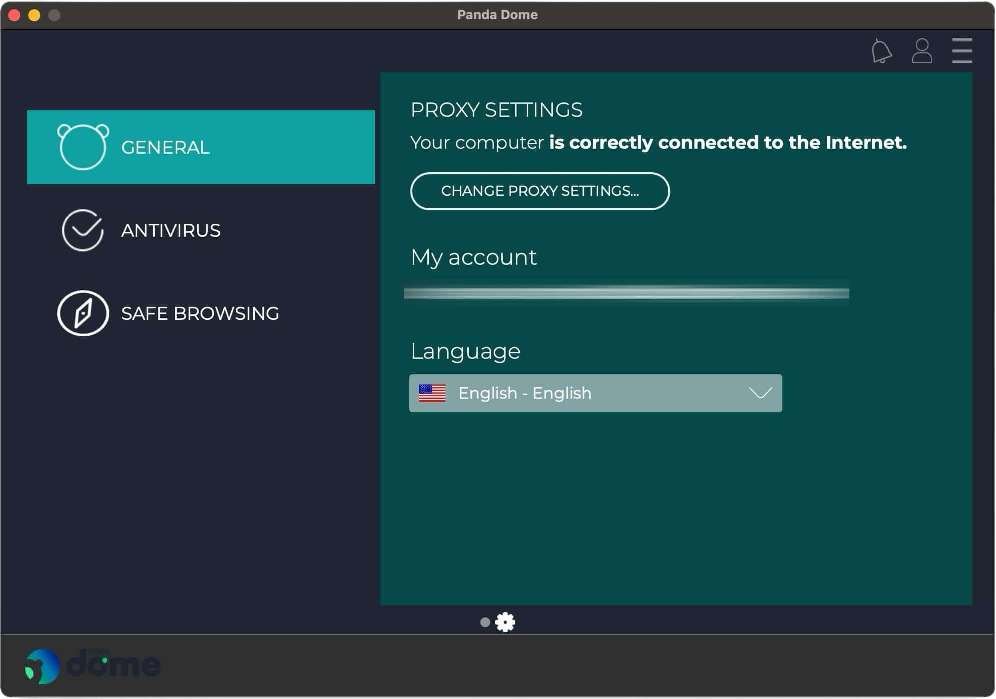 Panda antivirus - Settings - General