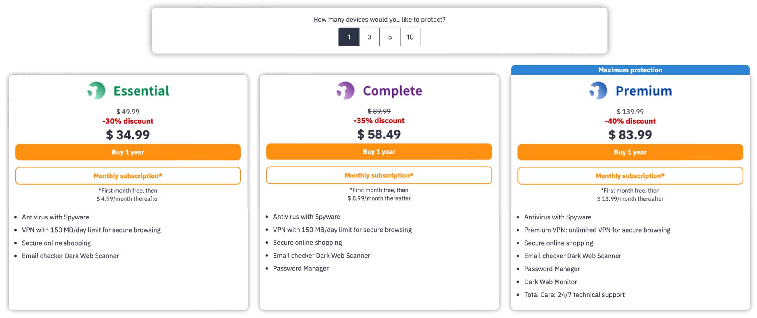 Panda Antivirus - Pricing 1