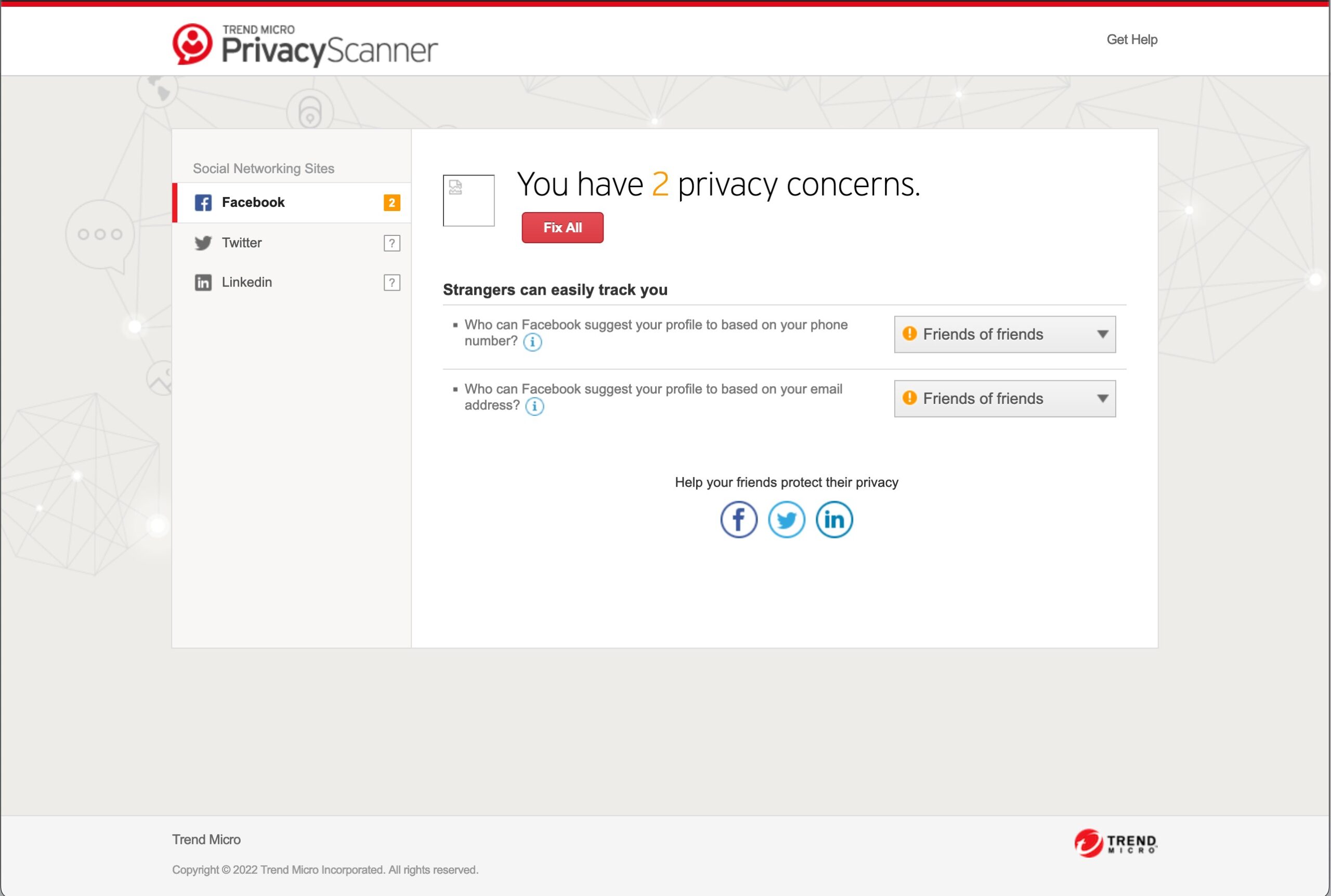 Trend Micro - Web - Privacy Scanner - Flagged Issues