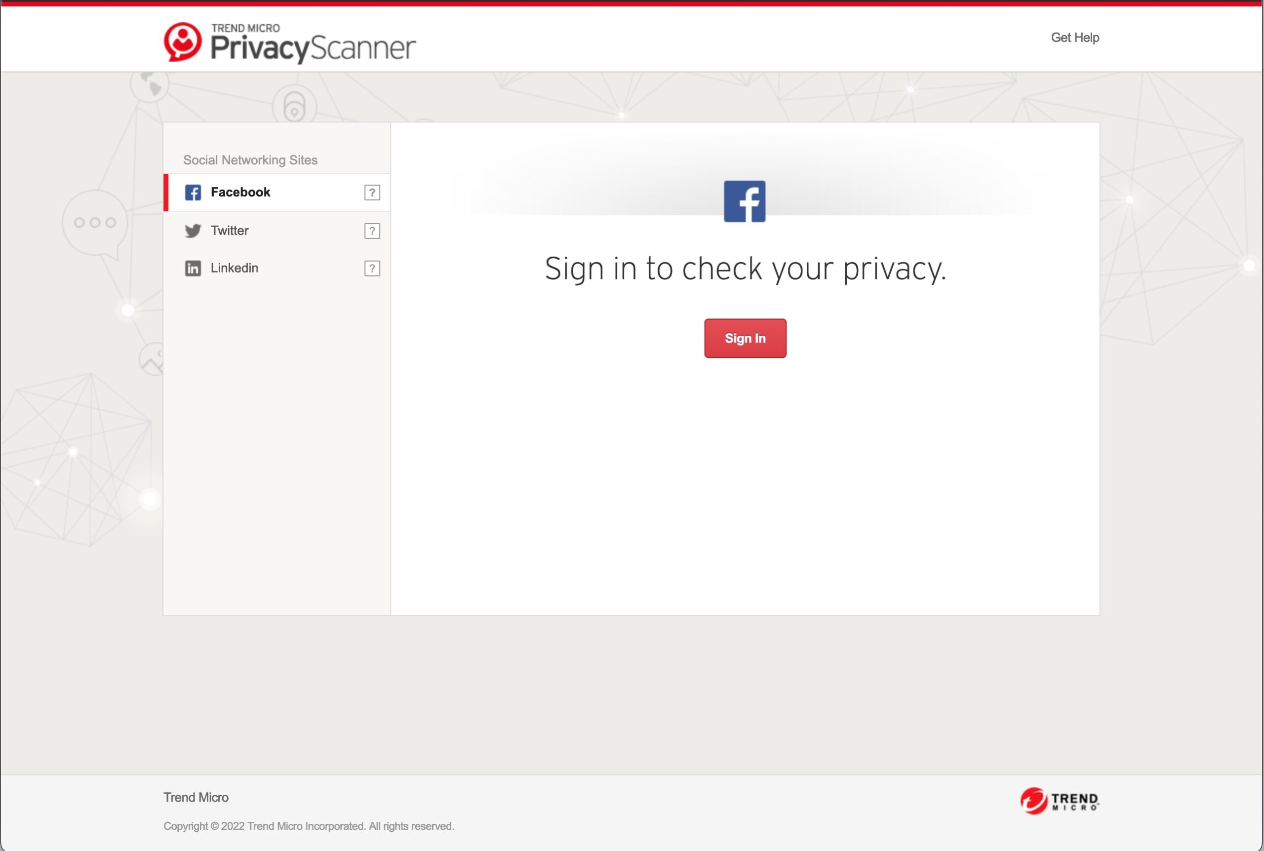 Trend Micro - Web - Privacy Scanner - Sign In