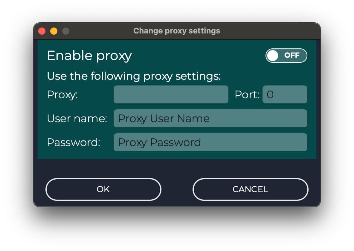 Panda antivirus - Settings - Proxy Server